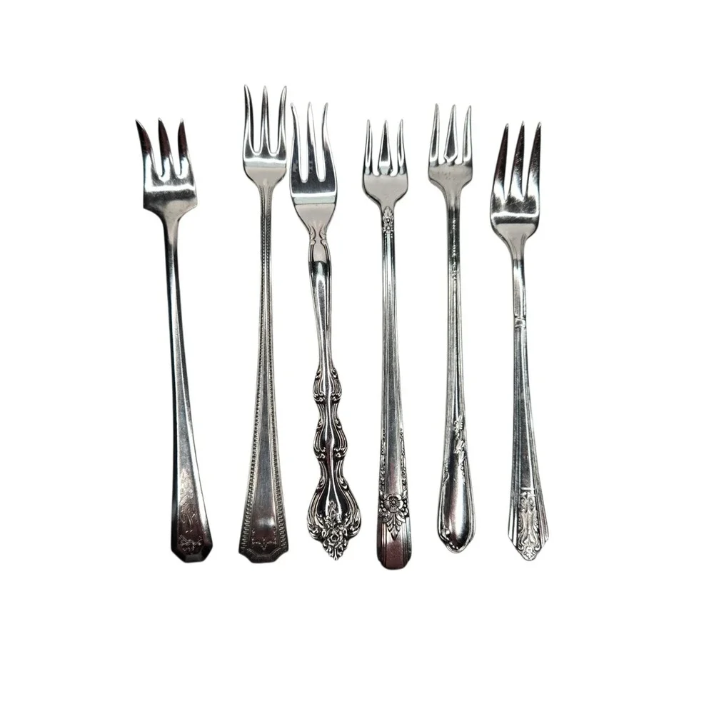 Harbor House Collection Vintage Silver Plate Seafood Forks Set of 6 Mismatched